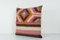 Square Handwoven Striped Pink Kilim Cushion Cover 2