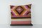 Square Handwoven Striped Pink Kilim Cushion Cover 1