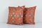 Housses de Coussin Suzani Orange en Soie, Set de 2 3