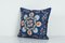 Vintage Navy Blue Silk Suzani Cushion Fashioned from Mid-20th Century Samarkand Suzani 3