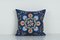 Vintage Navy Blue Silk Suzani Cushion Fashioned from Mid-20th Century Samarkand Suzani 1