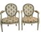 Louis XVI Style White Limed Medallion Chairs, Set of 2 1