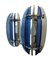 Space Age Italian Blue and Gray Glass Wall Sconces from Veca, 1960s, Set of 2 2