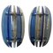Space Age Italian Blue and Gray Glass Wall Sconces from Veca, 1960s, Set of 2 1