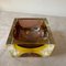 Modernist Yellow and Brown Sommerso Murano Glass Ashtray attributed to Mandruzzato, 1970s, Image 9