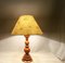 Large Carved Wood Buffet Table Lamp with Handmade Paper Lampshade, 1970s 5