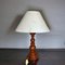 Large Carved Wood Buffet Table Lamp with Handmade Paper Lampshade, 1970s 3