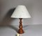 Large Carved Wood Buffet Table Lamp with Handmade Paper Lampshade, 1970s 2