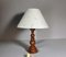 Large Carved Wood Buffet Table Lamp with Handmade Paper Lampshade, 1970s, Image 2