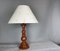 Large Carved Wood Buffet Table Lamp with Handmade Paper Lampshade, 1970s 1