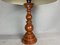 Large Carved Wood Buffet Table Lamp with Handmade Paper Lampshade, 1970s 10