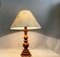 Large Carved Wood Buffet Table Lamp with Handmade Paper Lampshade, 1970s 4