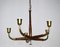 5-Armed Chandelier in Brass and Walnut by Josef Frank for Kalmar, 1930s 3