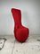 Italian Sculptural Chair in Red Silk, 1980s 1