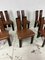 Italian Brutalist Wood & Leather Chairs, 1960s, Set of 6 2