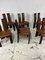 Italian Brutalist Wood & Leather Chairs, 1960s, Set of 6 3