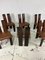 Italian Brutalist Wood & Leather Chairs, 1960s, Set of 6 4