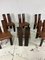 Italian Brutalist Wood & Leather Chairs, 1960s, Set of 6, Image 4