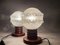 Mid-Century Portuguese Modern Wood and Frosted Glass Table Lamps, 1960s, Set of 2 7