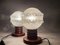 Mid-Century Portuguese Modern Wood and Frosted Glass Table Lamps, 1960s, Set of 2, Image 7