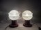 Mid-Century Portuguese Modern Wood and Frosted Glass Table Lamps, 1960s, Set of 2 5