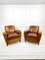 Art Deco Tan Leather Club Armchairs, France, 1930s, Set of 2 1