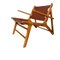 Niedrige Spanische Vintage Armlehnstühle aus Holz & Leder, 2er Set 2