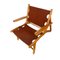Niedrige Spanische Vintage Armlehnstühle aus Holz & Leder, 2er Set 3