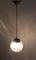 Lampada da soffitto in ottone con paralume sferico in vetro, anni '70, Immagine 3