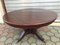 Large English Style Round Mahogany Coffee Table on One Leg with Brass Leg Ends, 1950s 14