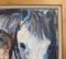 Französischer Schulkünstler, Porträt einer Frau mit ihrem Pferd, 1980er, Öl auf Karton, gerahmt 10
