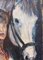 Französischer Schulkünstler, Porträt einer Frau mit ihrem Pferd, 1980er, Öl auf Karton, gerahmt 9