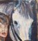 French School Artist, Portrait of a Woman and Her Horse, 1980s, Oil on Board, Framed 16