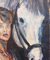 French School Artist, Portrait of a Woman and Her Horse, 1980s, Oil on Board, Framed 8