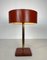 Desk Lamp in Red Leather and Brass in the style of Jacques Adnet, 1970s 1