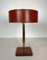 Desk Lamp in Red Leather and Brass in the style of Jacques Adnet, 1970s 3