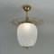 Striped Opaline Glass and Brass Semi Flush Mount, 1940s 10