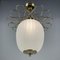 Striped Opaline Glass and Brass Semi Flush Mount, 1940s 12