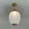 Striped Opaline Glass and Brass Semi Flush Mount, 1940s 5