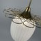 Striped Opaline Glass and Brass Semi Flush Mount, 1940s 16