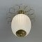 Striped Opaline Glass and Brass Semi Flush Mount, 1940s, Image 7