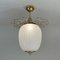 Striped Opaline Glass and Brass Semi Flush Mount, 1940s, Image 9