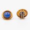 18 Karat Yellow Gold Earrings with Lapis Lazuli, 1980s, Set of 2, Image 5