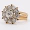 18 Karat Yellow Gold and Platinum Diamond Daisy Ring, 1940s 4