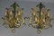 Large Gilt and Green Color Metal and Wood Sconces, 1960s, Set of 2 3