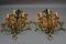Large Gilt and Green Color Metal and Wood Sconces, 1960s, Set of 2 7