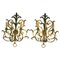 Large Gilt and Green Color Metal and Wood Sconces, 1960s, Set of 2 1