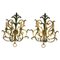 Large Gilt and Green Color Metal and Wood Sconces, 1960s, Set of 2, Image 1