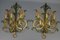 Large Gilt and Green Color Metal and Wood Sconces, 1960s, Set of 2 2