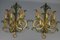 Large Gilt and Green Color Metal and Wood Sconces, 1960s, Set of 2, Image 2